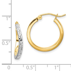 Rhodium-plated Sterling Silver Vermeil Diamond-cut 2.5mm Curved Hoop Earrings