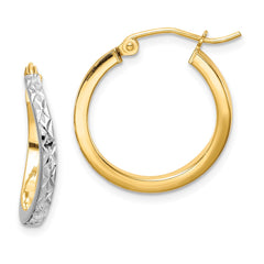 Rhodium-plated Sterling Silver Vermeil Diamond-cut 2.5mm Curved Hoop Earrings