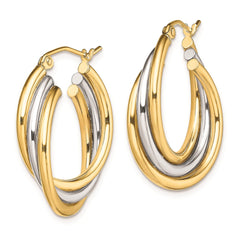 Rhodium-plated Sterling Silver Gold-plated Triple Hoop Earrings