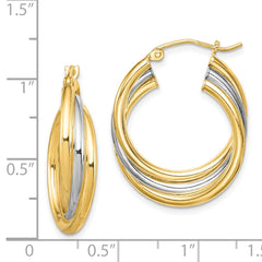 Rhodium-plated Sterling Silver Gold-plated Triple Hoop Earrings