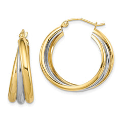 Rhodium-plated Sterling Silver Vermeil Triple Hoop Earrings