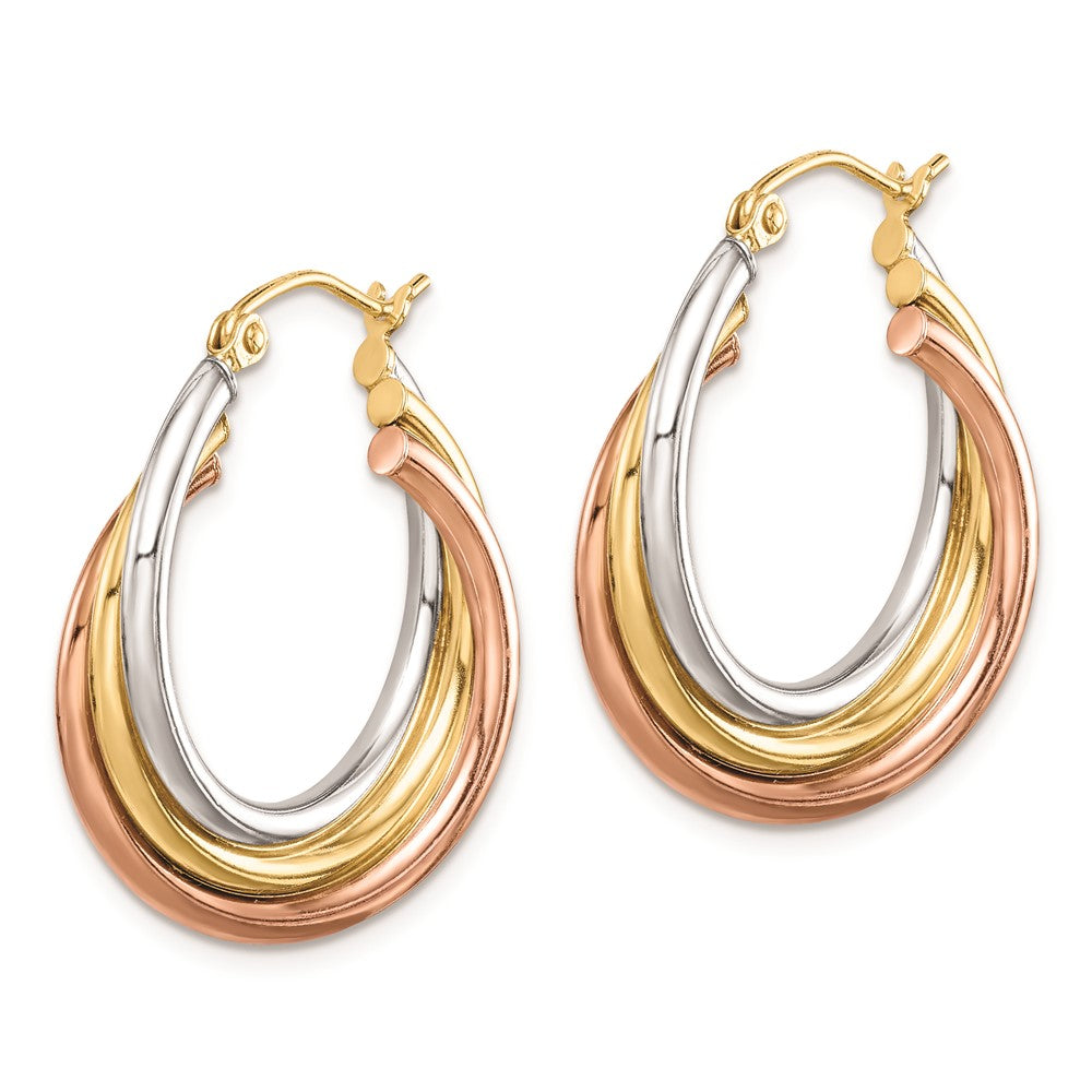 Rhodium-plated Sterling Silver Rose Yellow Gold-plated Hoop Earrings