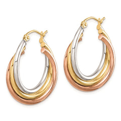 Rhodium-plated Sterling Silver Rose Yellow Gold-plated Hoop Earrings