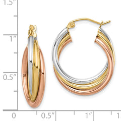 Rhodium-plated Sterling Silver Rose Yellow Gold-plated Hoop Earrings