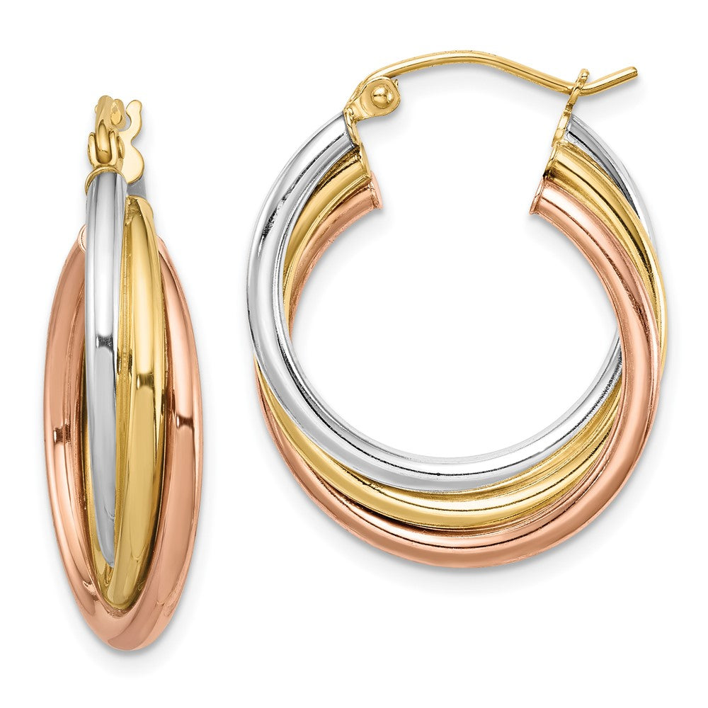 Rhodium-plated Sterling Silver Rose Yellow Gold-plated Hoop Earrings