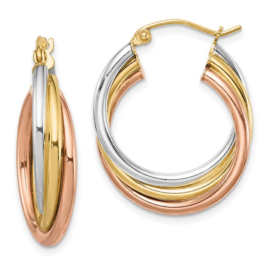 Rhodium-plated Sterling Silver Rose Yellow Gold-plated Hoop Earrings