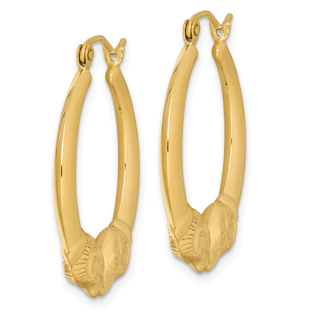 Yellow Gold-plated Sterling Silver Hollow Rams Head Hoop Earrings
