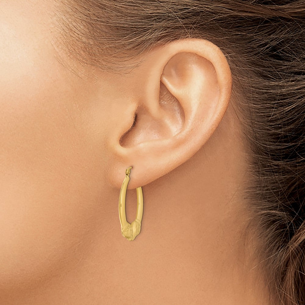 Yellow Gold-plated Sterling Silver Hollow Rams Head Hoop Earrings