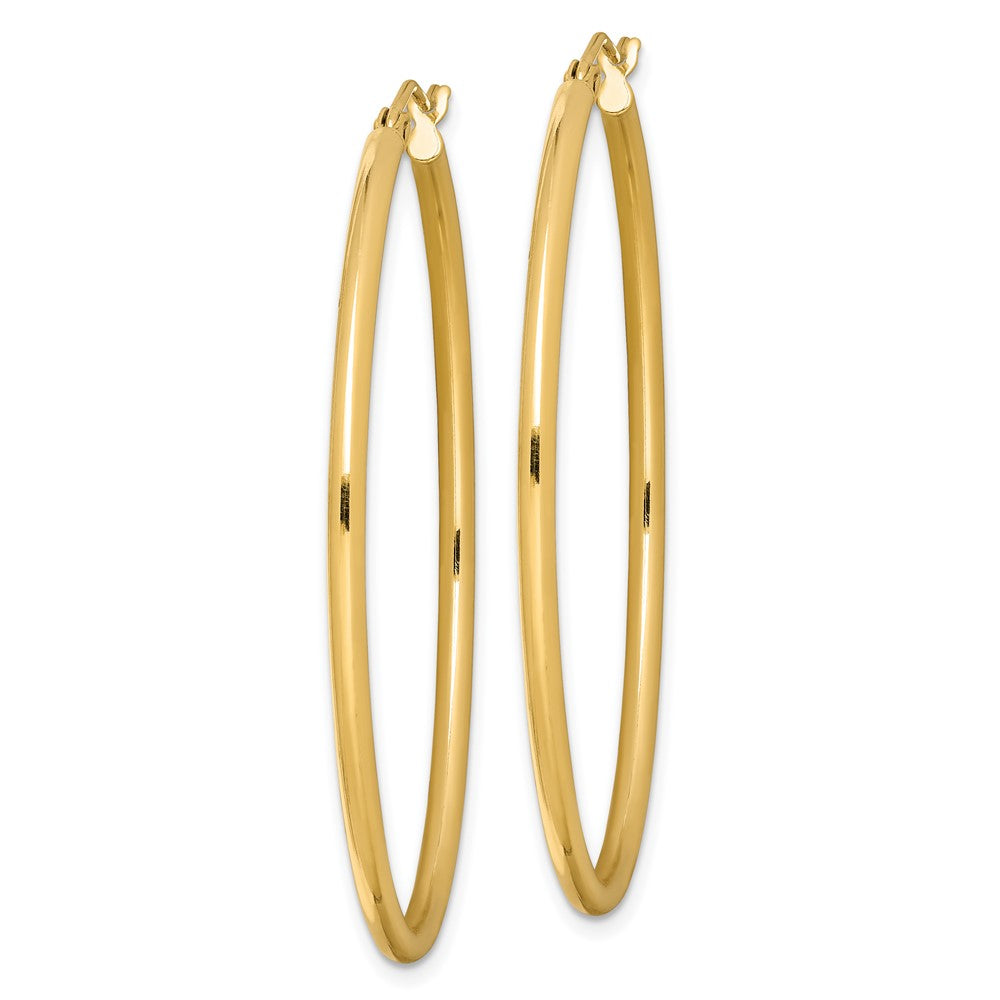 Yellow Gold-plated Sterling Silver Oval 2mm Hollow Hoop Earrings