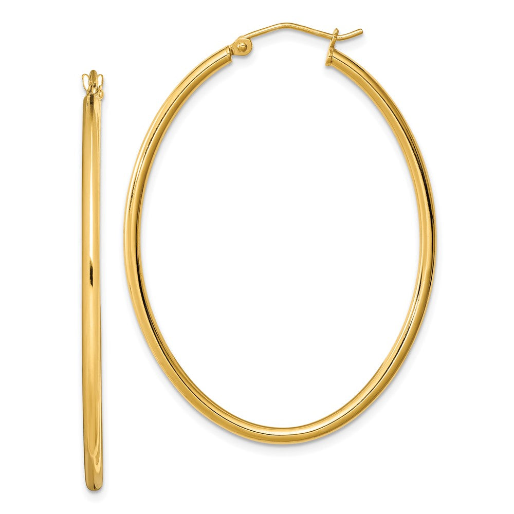 Yellow Gold-plated Sterling Silver Oval 2mm Hollow Hoop Earrings