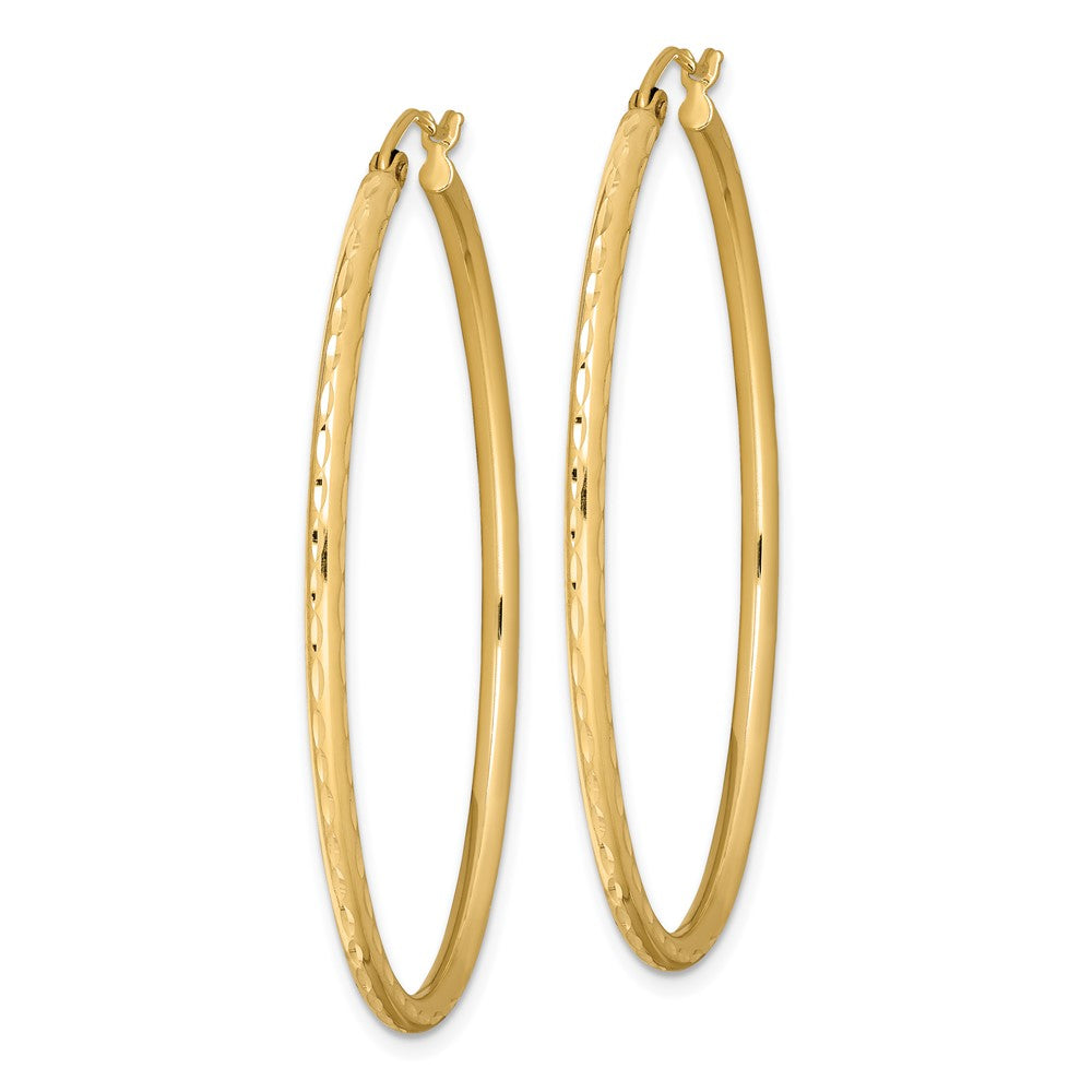 Yellow Gold-plated Sterling Silver Textured 2mm Hollow Oval Hoop Earrings