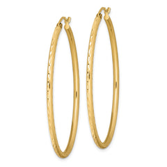 Yellow Gold-plated Sterling Silver Textured 2mm Hollow Oval Hoop Earrings