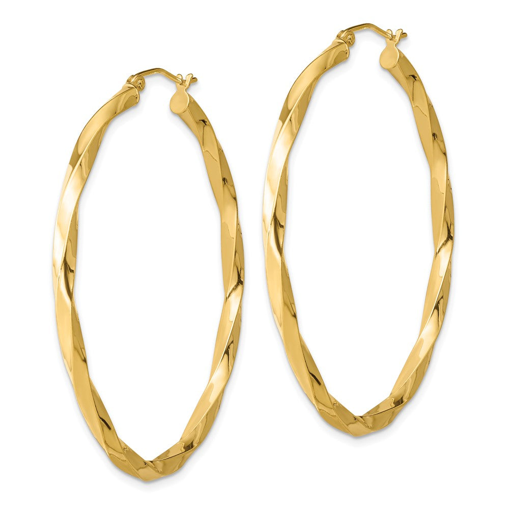 Yellow Gold-plated Sterling Silver Twisted 4mm Oval Hoop Earrings