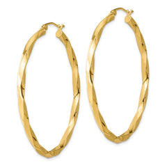 Yellow Gold-plated Sterling Silver Twisted 4mm Oval Hoop Earrings