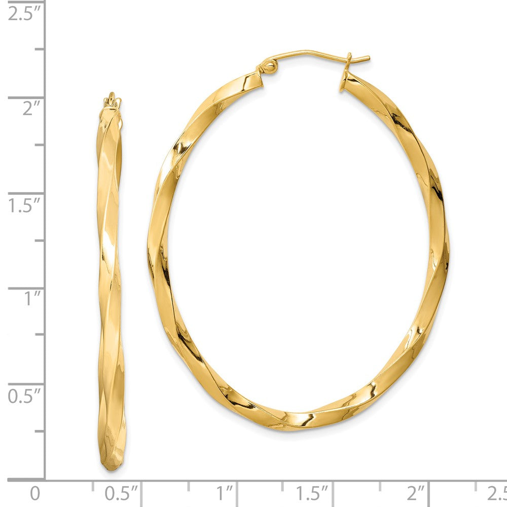 Yellow Gold-plated Sterling Silver Twisted 4mm Oval Hoop Earrings