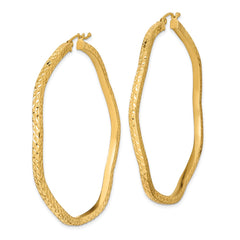 Yellow Gold-plated Sterling Silver Diamond-cut 2mm Wavy Hoop Earrings