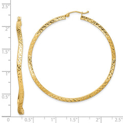 Yellow Gold-plated Sterling Silver Diamond-cut 2mm Wavy Hoop Earrings
