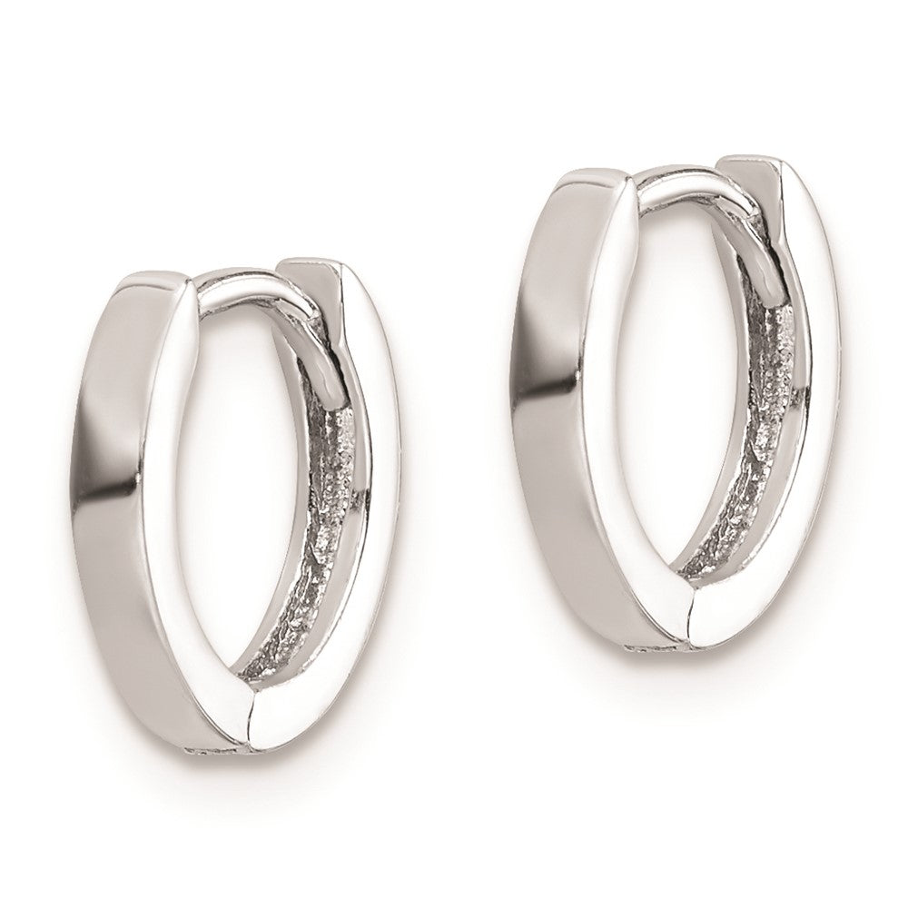Rhodium-plated Sterling Silver Hinged Hoop Earrings