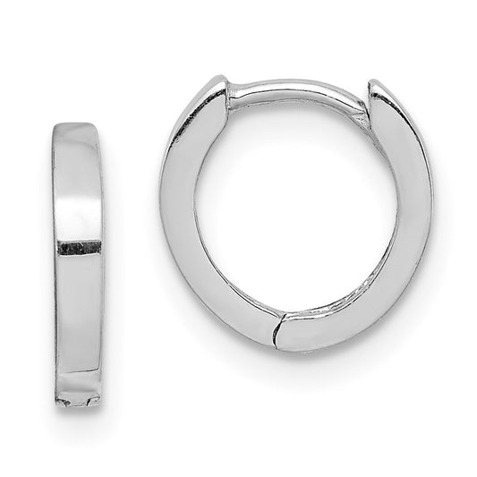 Rhodium-plated Sterling Silver Hinged Hoop Earrings