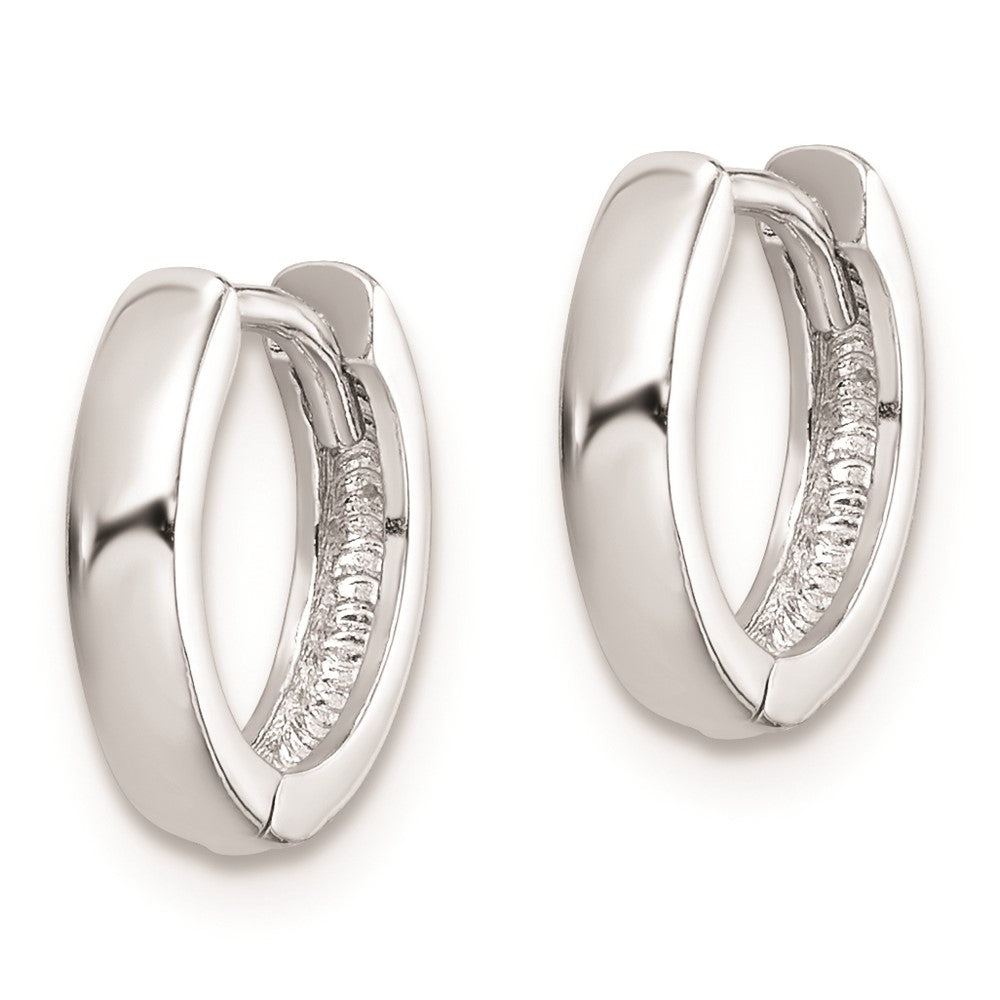 Rhodium-plated Sterling Silver Hinged Hoop Earrings
