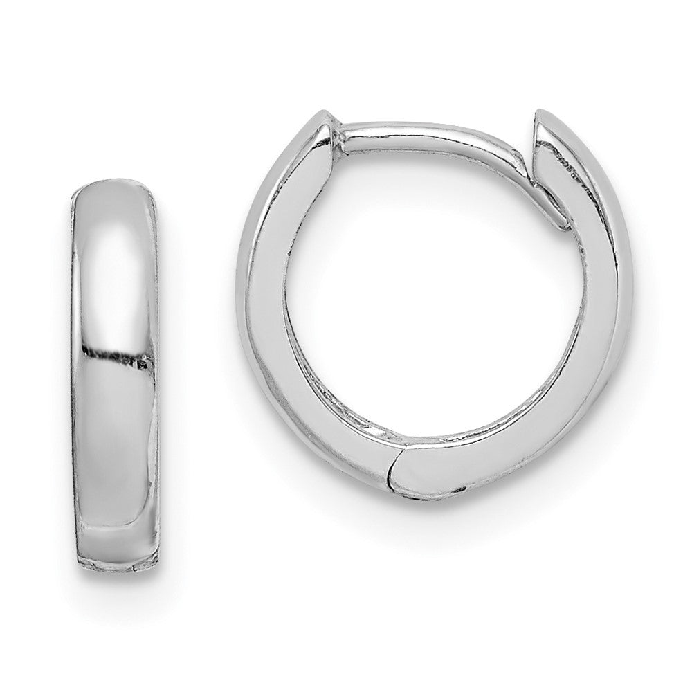 Rhodium-plated Sterling Silver Hinged Hoop Earrings