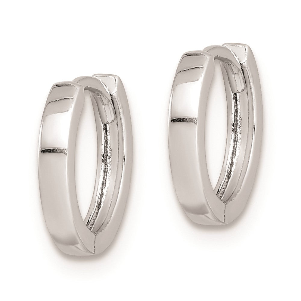 Rhodium-plated Sterling Silver Hinged Hoop Earrings