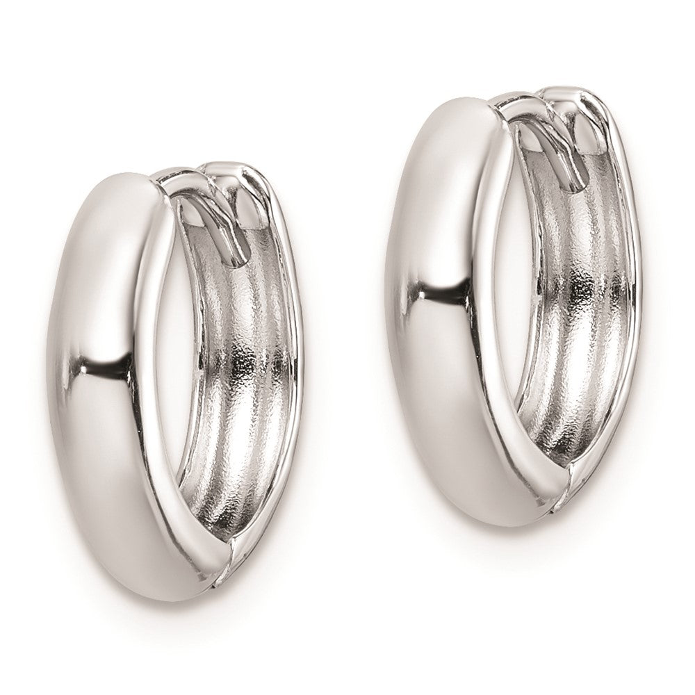 Rhodium-plated Sterling Silver Hinged Hoop Earrings