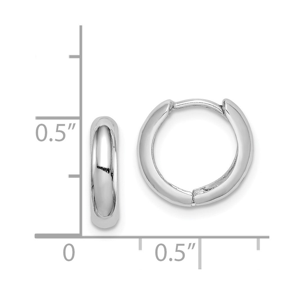 Rhodium-plated Sterling Silver Hinged Hoop Earrings