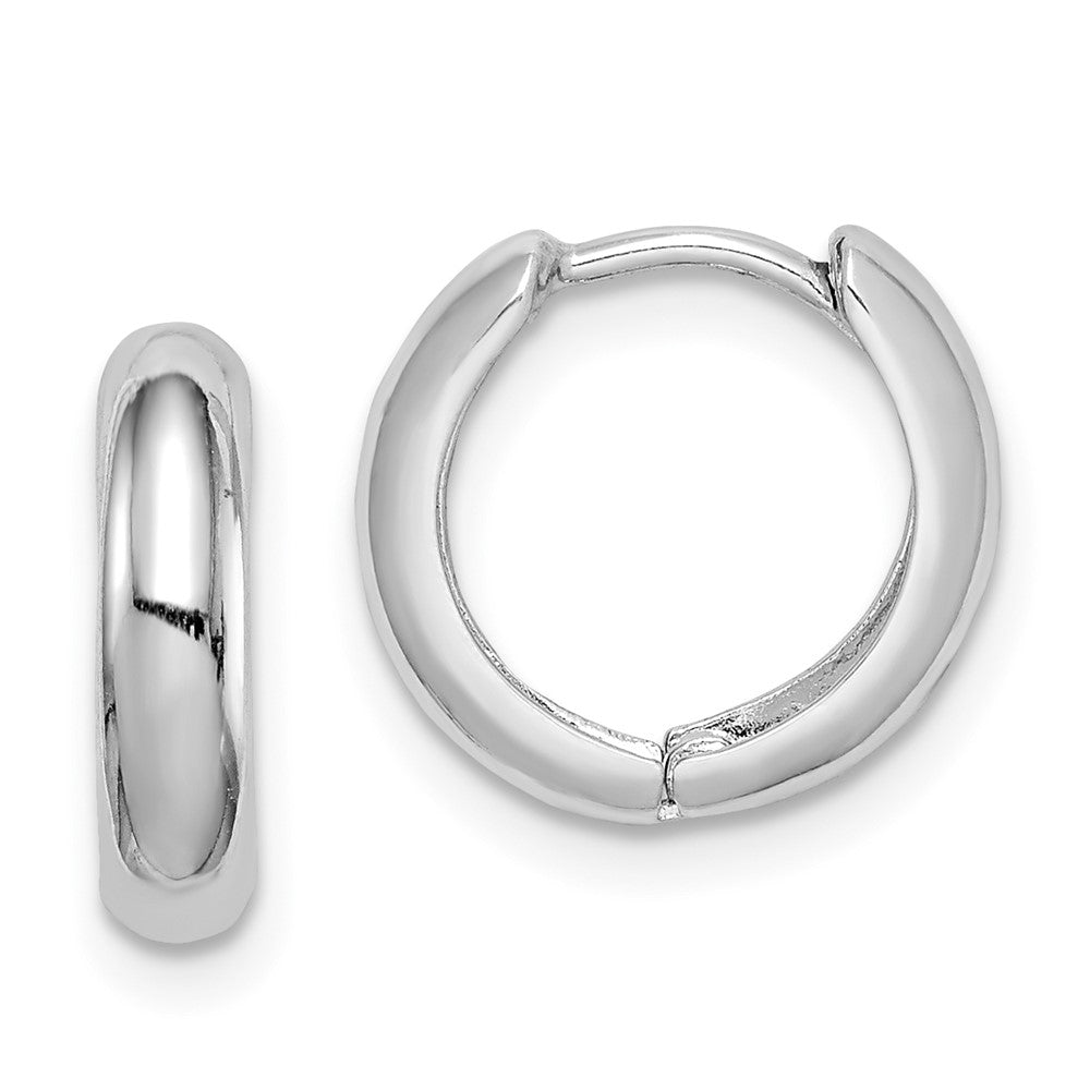 Rhodium-plated Sterling Silver Hinged Hoop Earrings