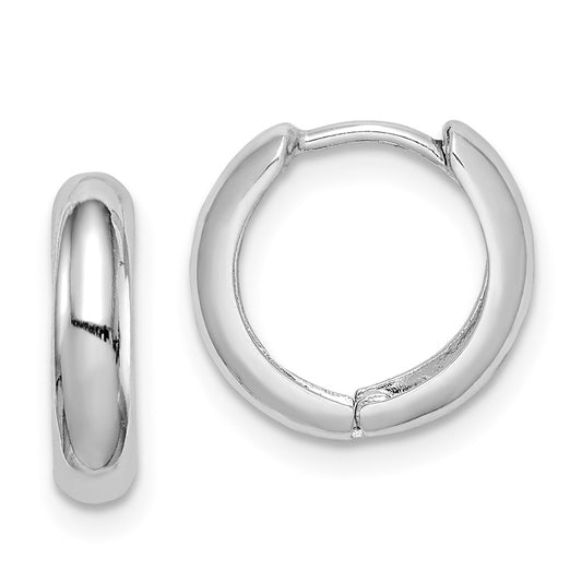 Rhodium-plated Sterling Silver Hinged Hoop Earrings