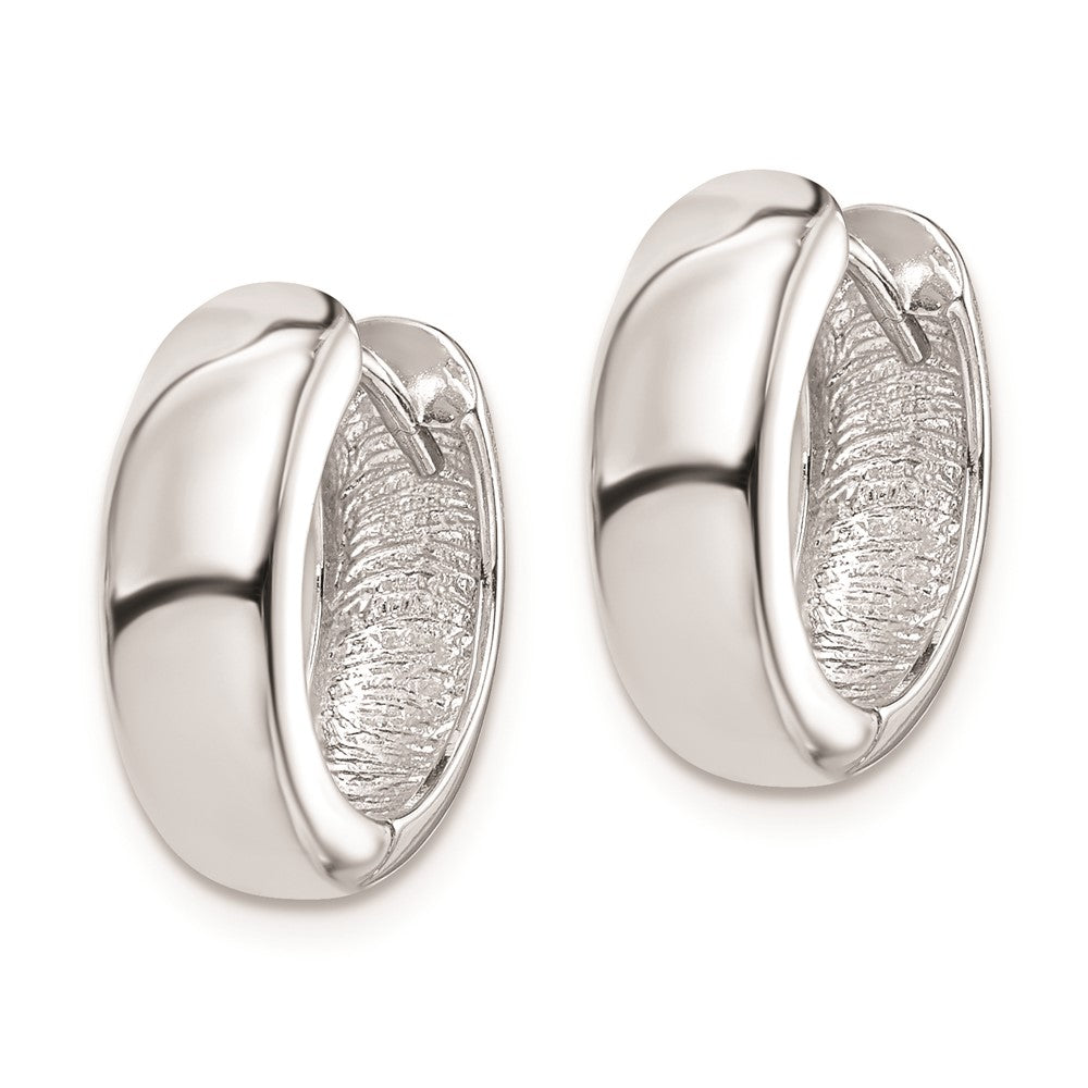 Rhodium-plated Sterling Silver Hinged Hoop Earrings