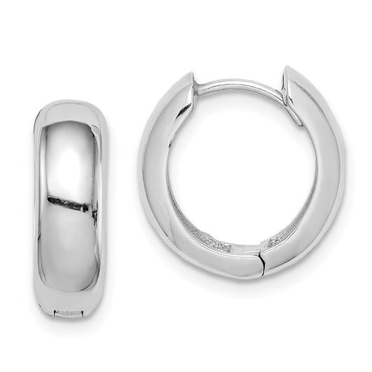 Rhodium-plated Sterling Silver Hinged Hoop Earrings