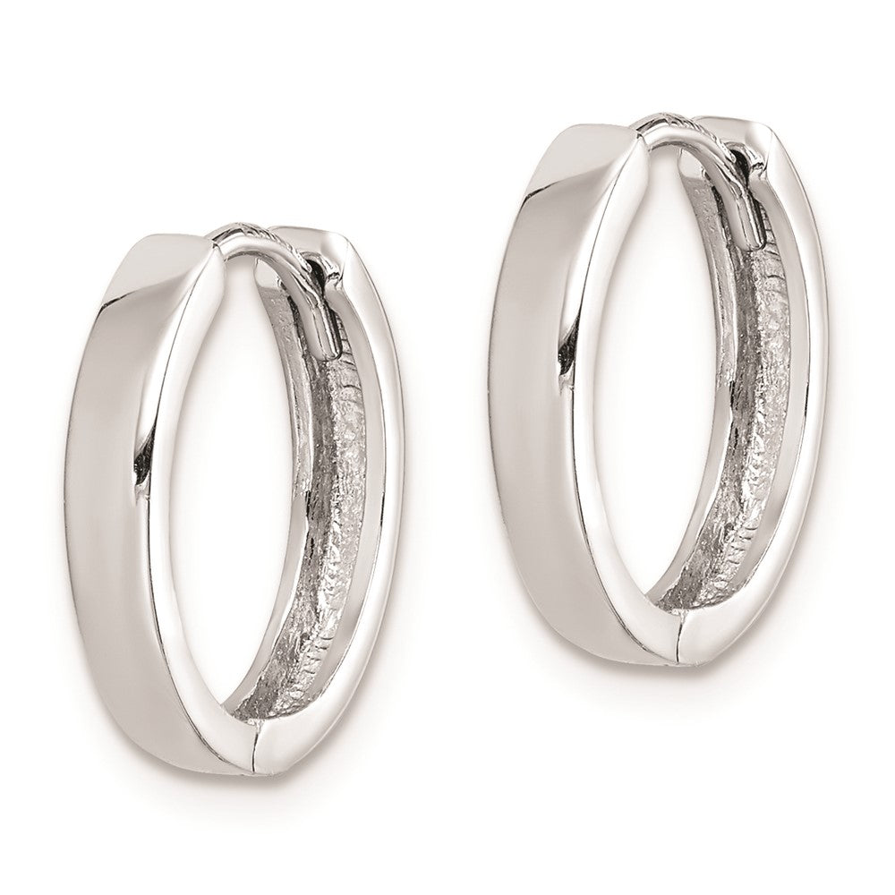 Rhodium-plated Sterling Silver Hinged Hoop Earrings