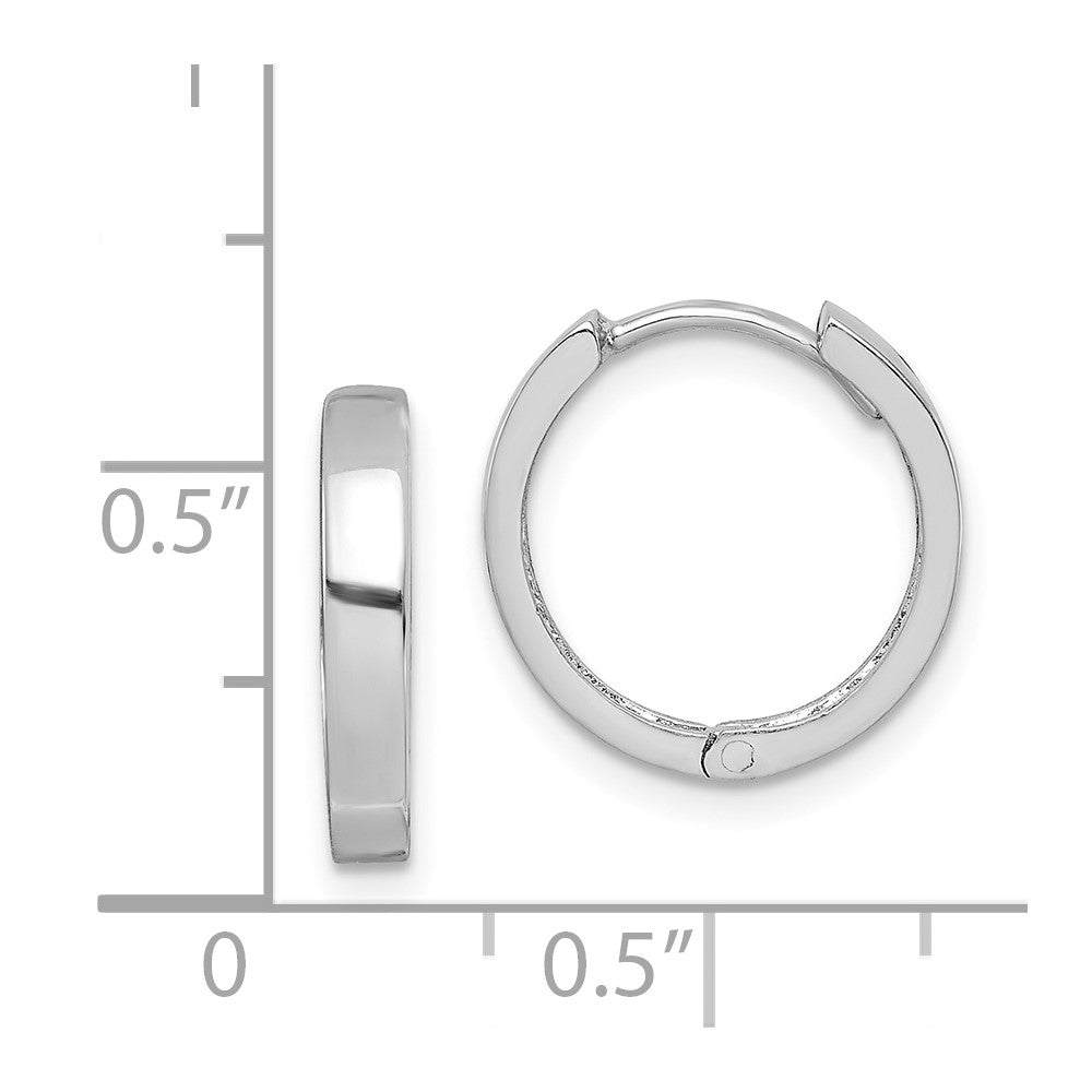 Rhodium-plated Sterling Silver Hinged Hoop Earrings