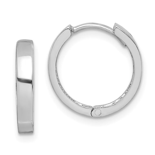 Rhodium-plated Sterling Silver Hinged Hoop Earrings