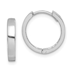 Rhodium-plated Sterling Silver Hinged Hoop Earrings