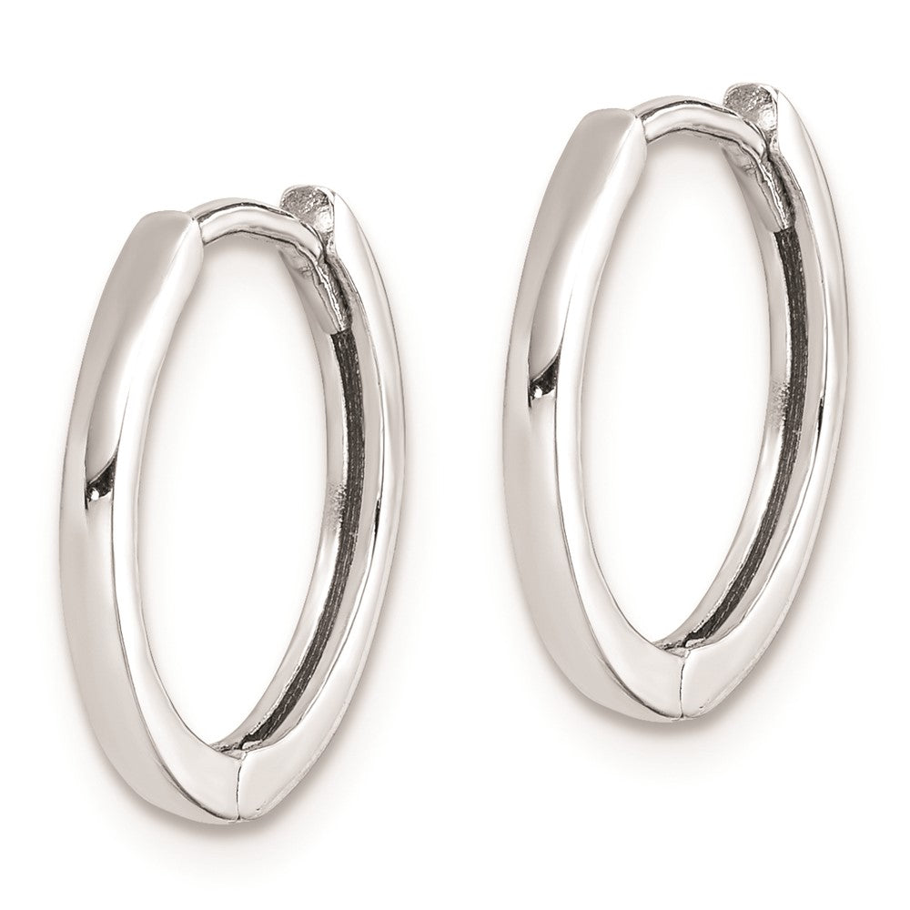 Rhodium-plated Sterling Silver Hinged Hoop Earrings
