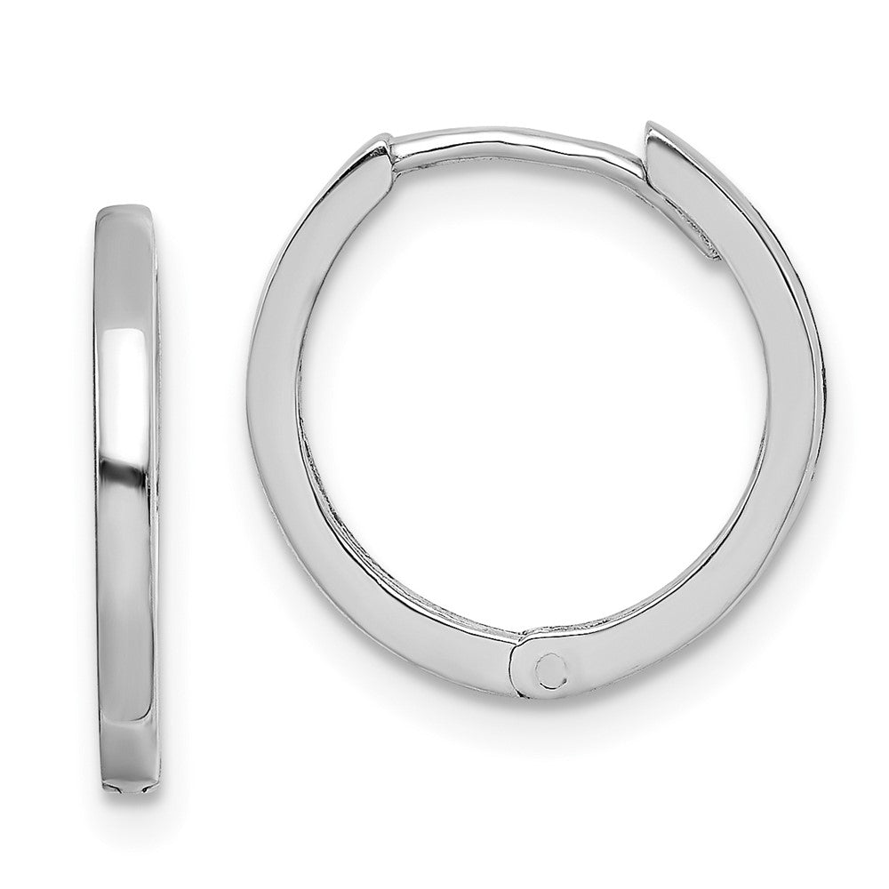 Rhodium-plated Sterling Silver Hinged Hoop Earrings