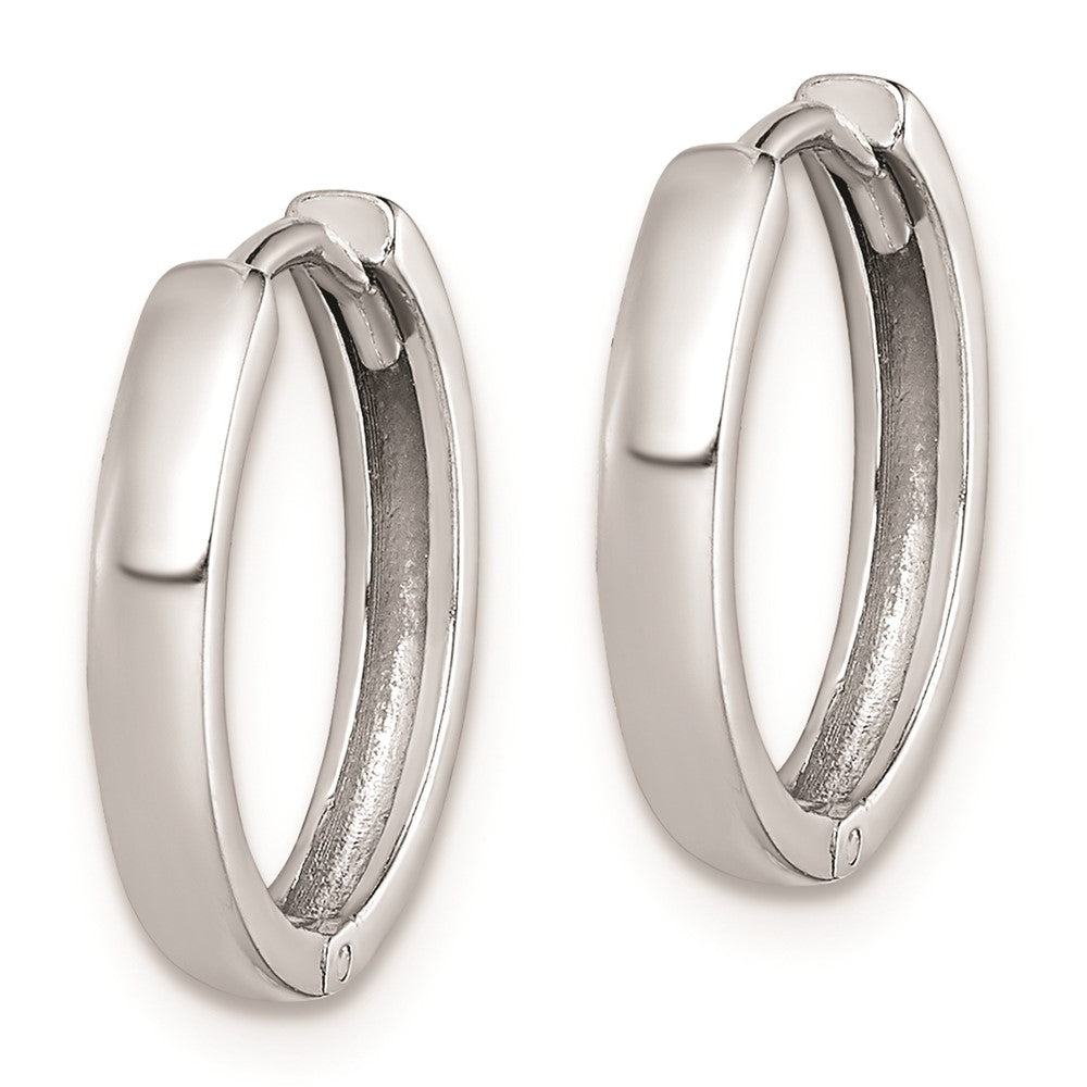 Rhodium-plated Sterling Silver Hinged Hoop Earrings