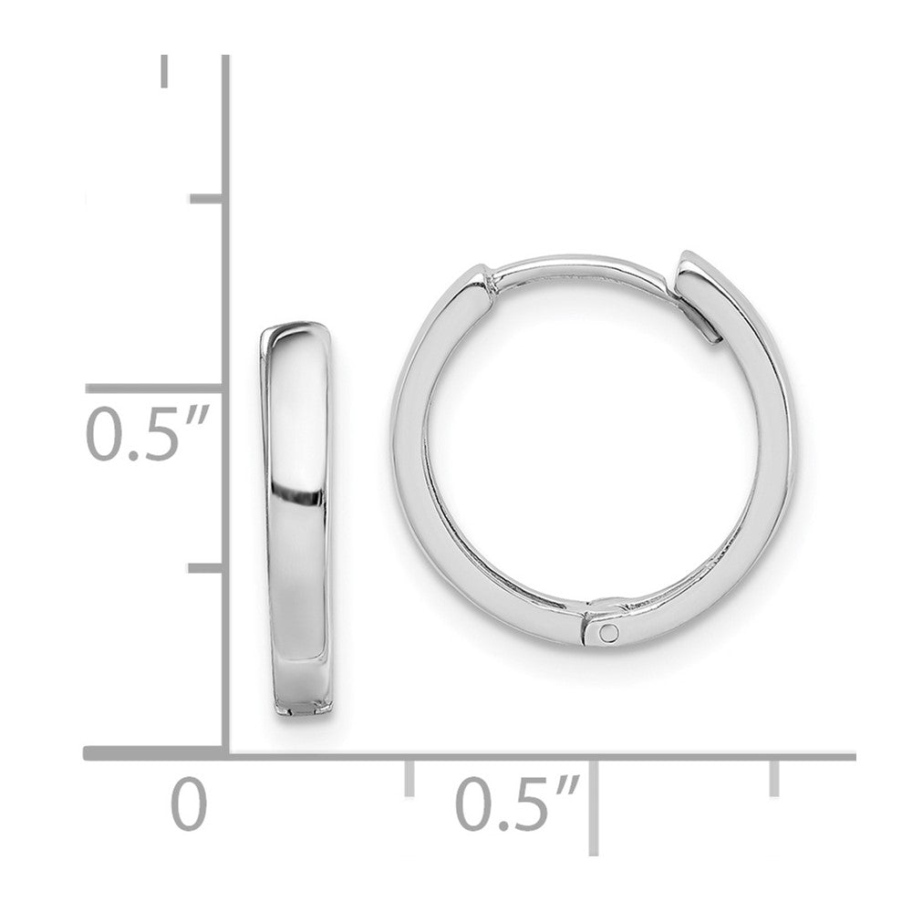 Rhodium-plated Sterling Silver Hinged Hoop Earrings