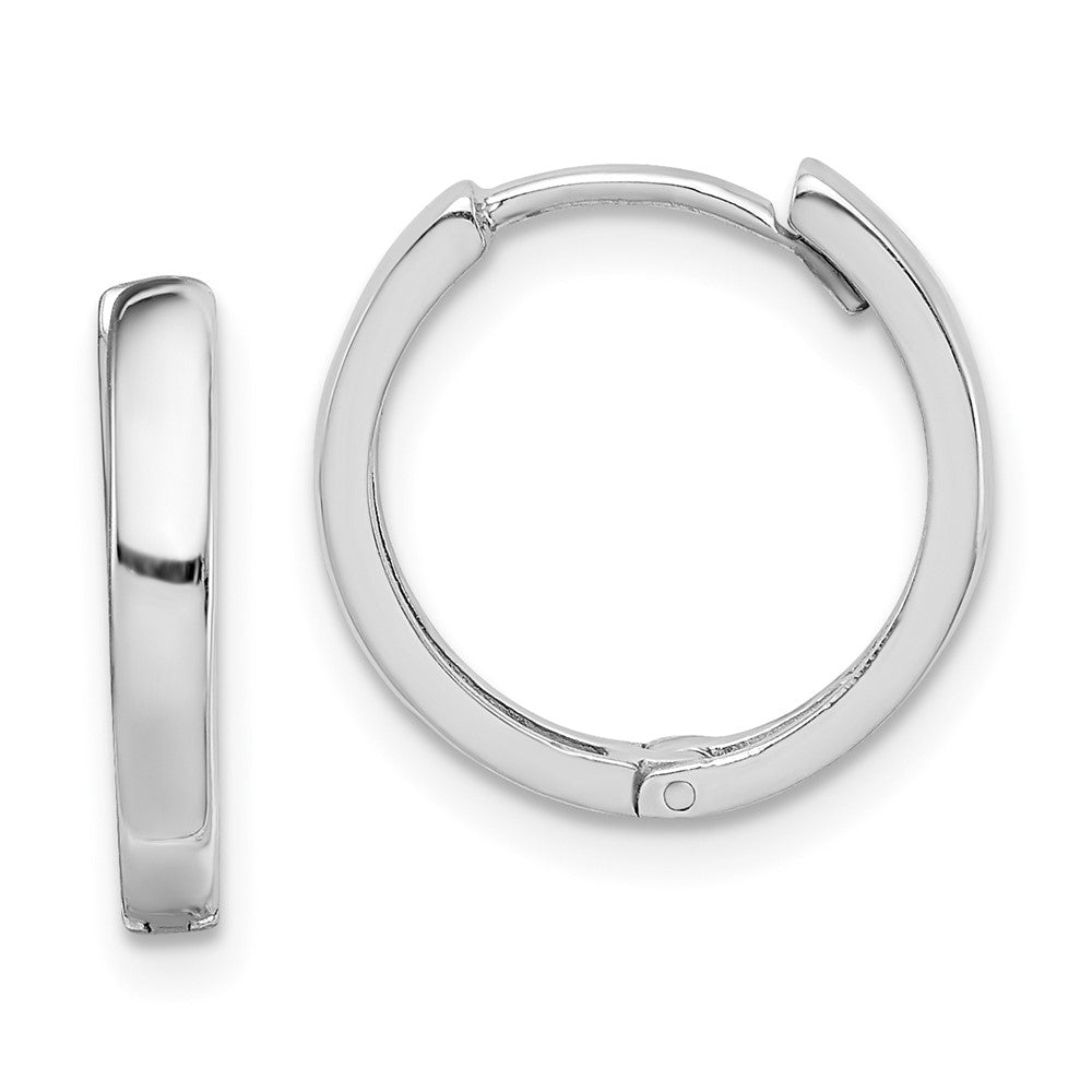 Rhodium-plated Sterling Silver Hinged Hoop Earrings