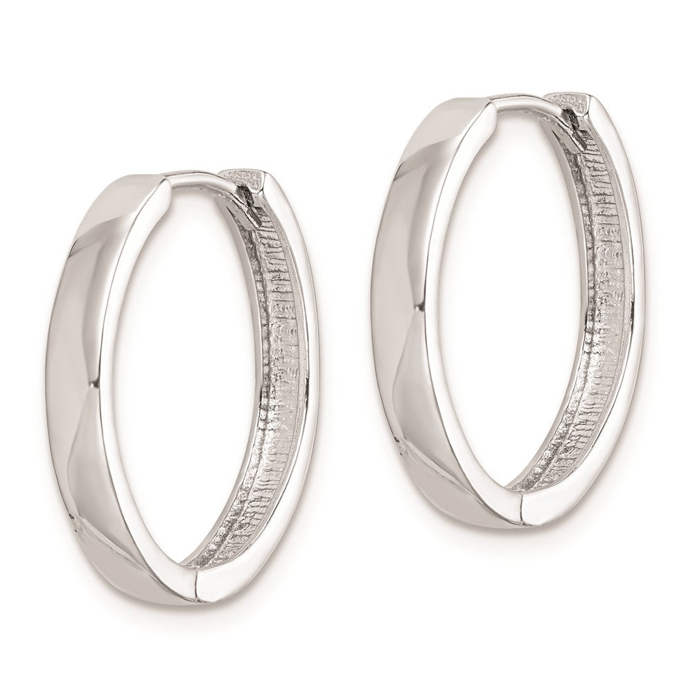 Rhodium-plated Sterling Silver Hinged Hoop Earrings