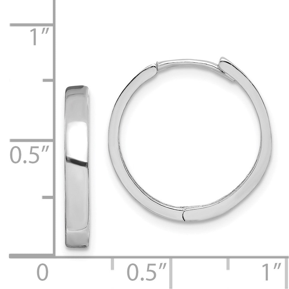 Rhodium-plated Sterling Silver Hinged Hoop Earrings