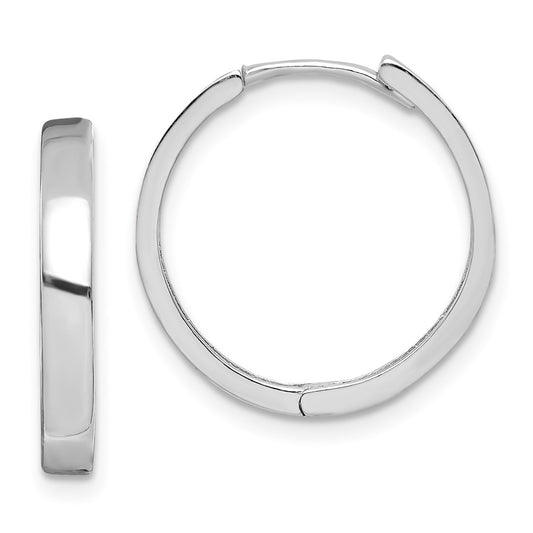 Rhodium-plated Sterling Silver Hinged Hoop Earrings