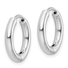 Rhodium-plated Sterling Silver Polished Hollow Hinged Hoop Earrings