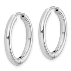 Rhodium-plated Sterling Silver Polished Hollow Hinged Hoop Earrings
