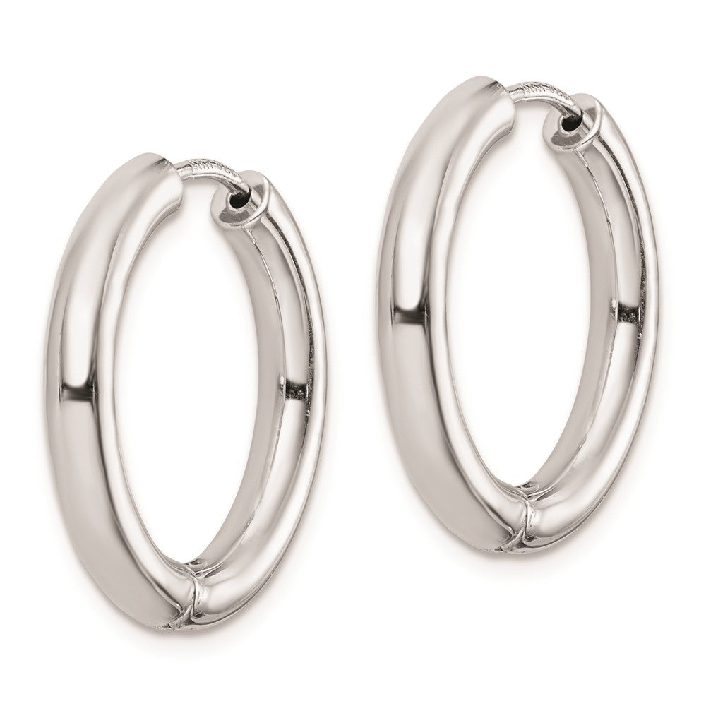 Rhodium-plated Sterling Silver Hinged Hoop Earrings