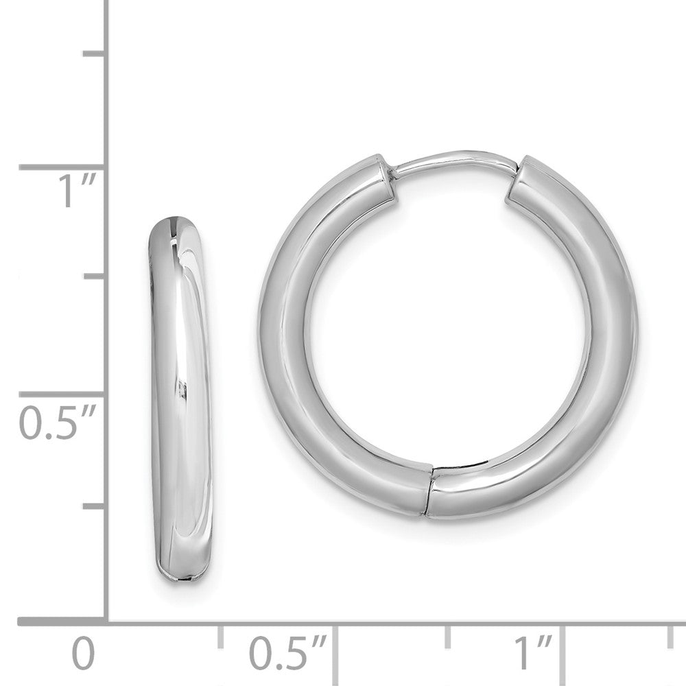 Rhodium-plated Sterling Silver Hinged Hoop Earrings