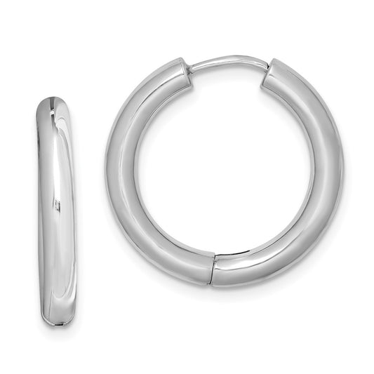 Rhodium-plated Sterling Silver Hinged Hoop Earrings