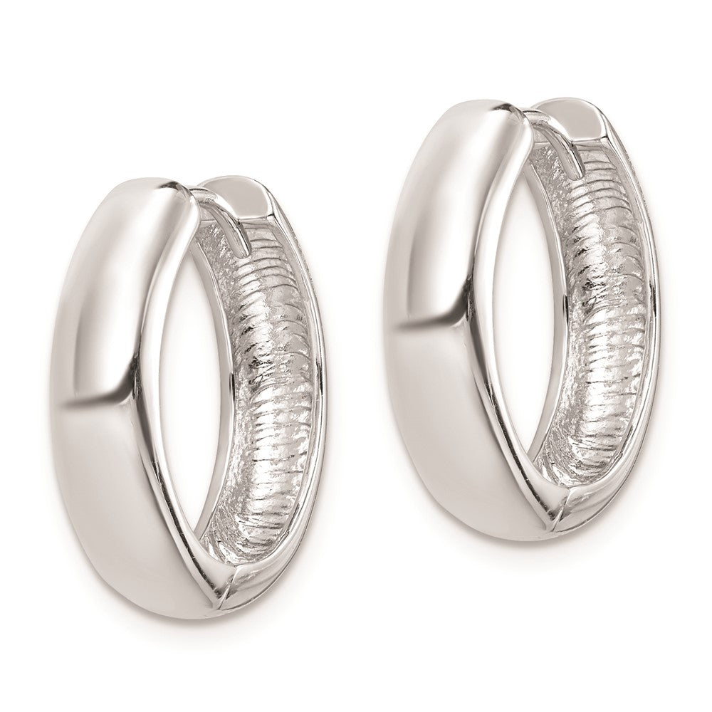 Rhodium-plated Sterling Silver Hinged Hoop Earrings